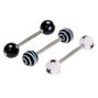 Silver 14G Stars &amp; Stripes Barbell Tongue Rings - Black, 3 Pack,