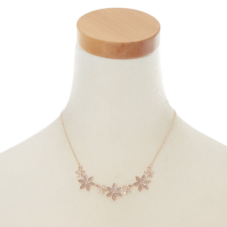 Rose Gold Glitter Flower Jewellery Set,