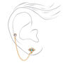 Gold Evil Eye Connector Chain Stud Earrings - Turquoise,