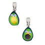 Silver 1&quot; Avocado Clip On Drop Earrings - Green,