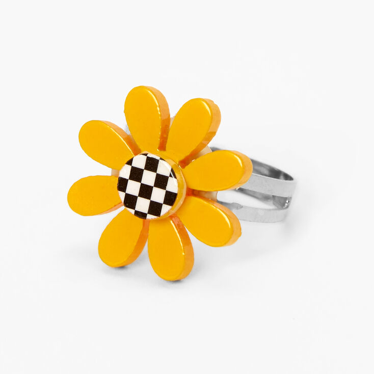 Yellow Daisy Checkered Ring,