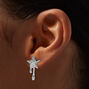 Clous d&#39;oreilles &eacute;toile coulante strass couleur argent&eacute;e,
