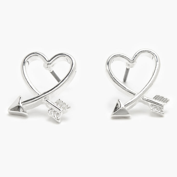 Claire's Clous d’oreilles flèche cœur - Couleur argentée