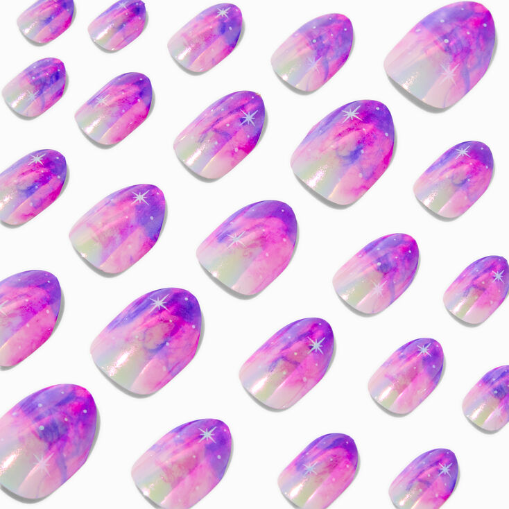 Chrome Galaxy Stiletto Press On Vegan Faux Nail Set - 24 Pack,