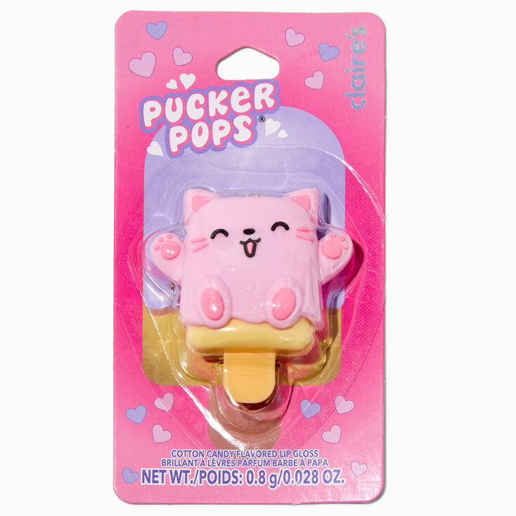 Pucker Pops&reg; Pink Happy Cat Lip Gloss - Cotton Candy,