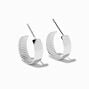C LUXE by Claire&#39;s Sterling Silver Plated 14MM Textured Hoop Earrings,