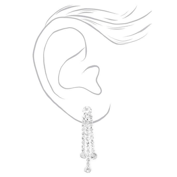 Silver Crystal Waterfall Necklace &amp; 1&quot; Drop Earrings Set &#40;2 Pack&#41;,