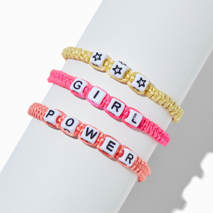 Claire&#39;s Club Rainbow Girl Power Adjustable Braided Bracelets - 3 Pack,
