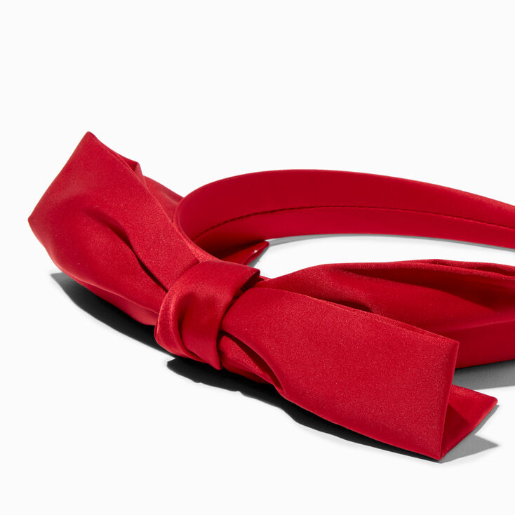 Red Silky Knotted Bow Headband,