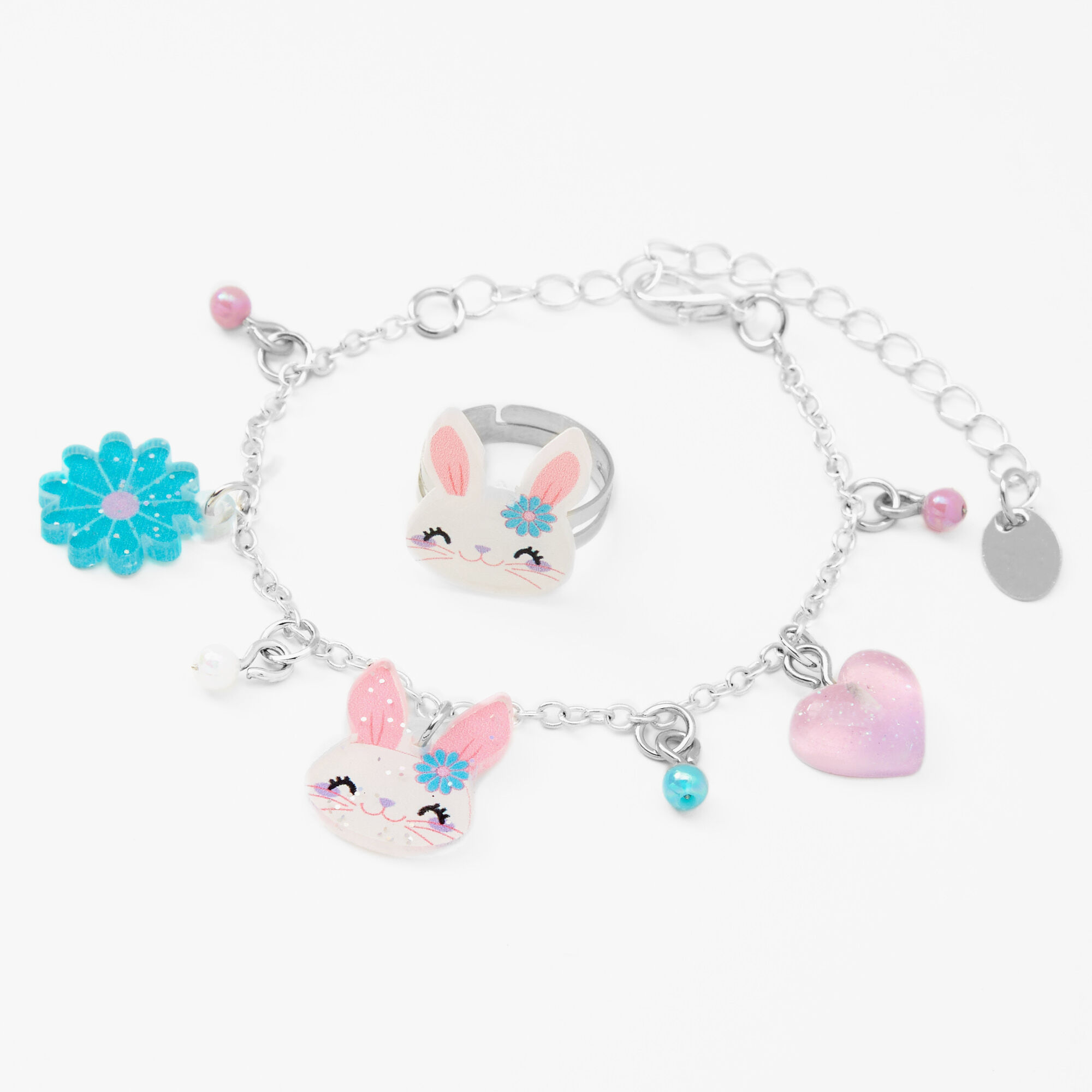 Claire's Club Bunny Charm Jewelry Set - 3 Pack,