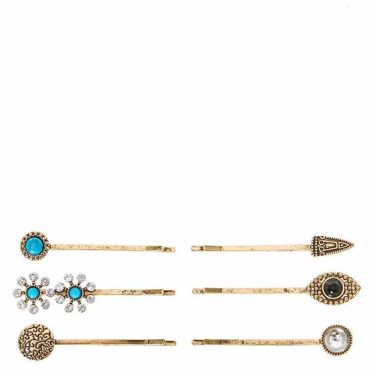 Antique Stone Hair Pins - Turquoise,