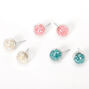Silver Pastel Bead Shaker Stud Earrings - 3 Pack,