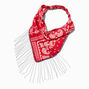 Red Bandana Chain Fringe Head Scarf,