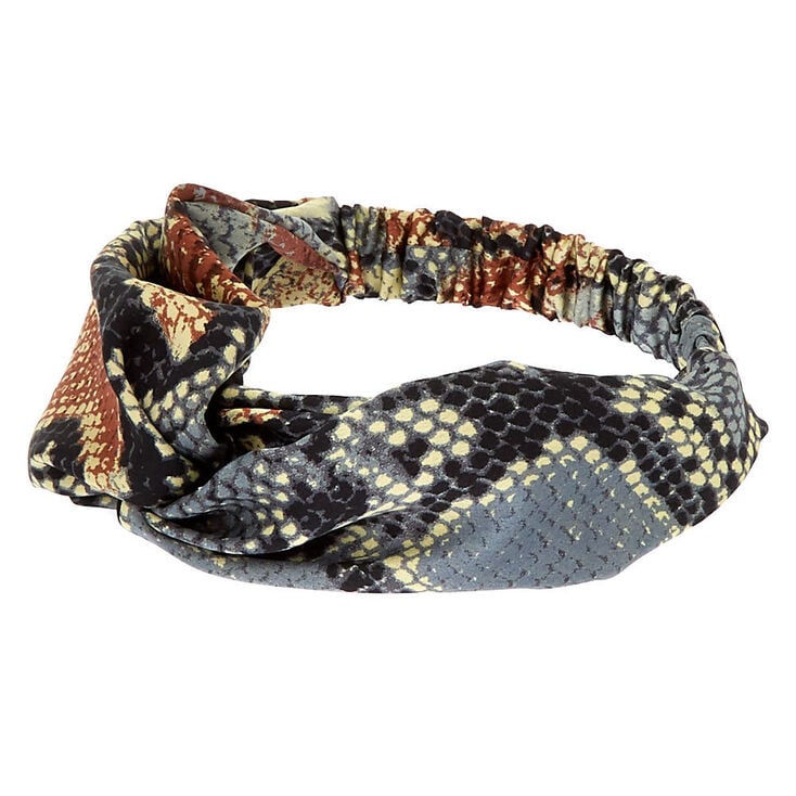 Claire's Bandeau torsadé à motif peau de serpent marron