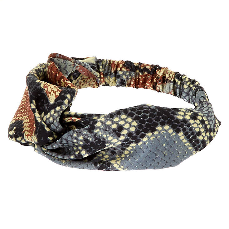 Claire's Bandeau torsadé à motif peau de serpent marron