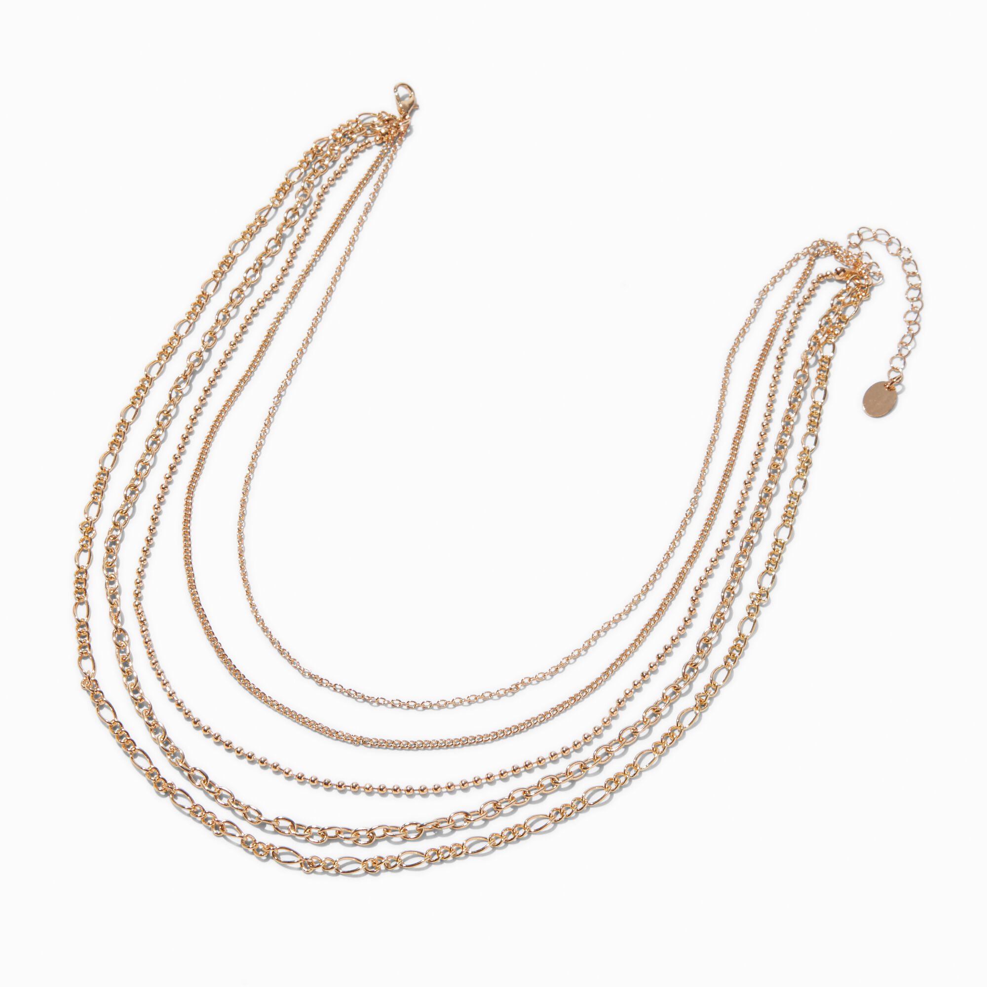 Gold-tone Mixed Multi-Strand Chain Necklace,