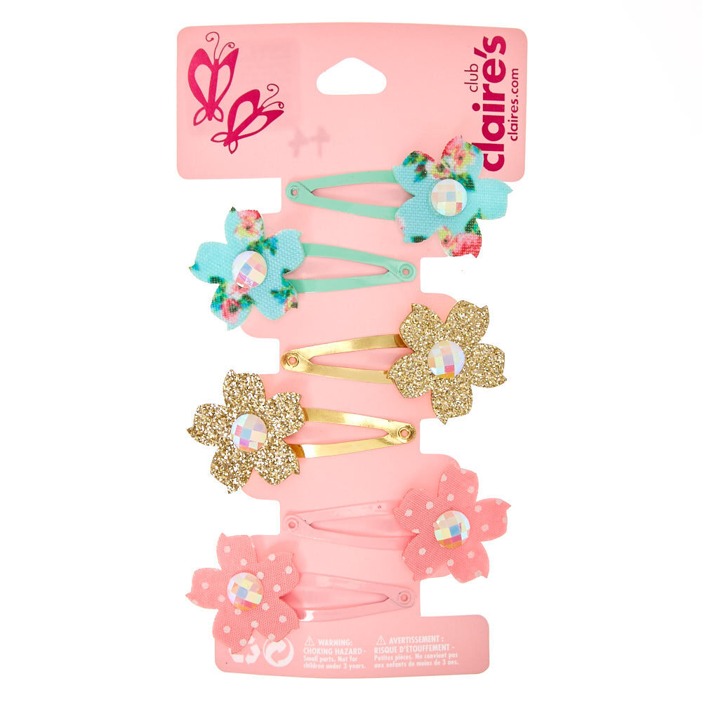 Claire's Club Flower Snap Hair Clips - 6 Pack,