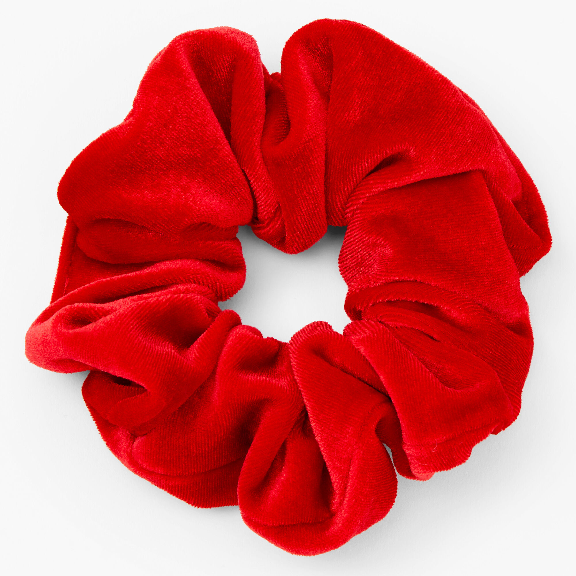 View Claires Medium Velvet Hair Scrunchie Red information