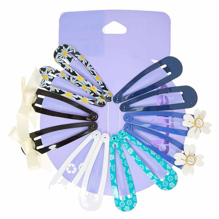 Floral Daisy Snap Hair Clips - Blue | Claire's US