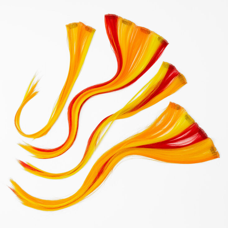 Ombre Faux Hair Clip In Extensions - Yellow, 4 Pack,