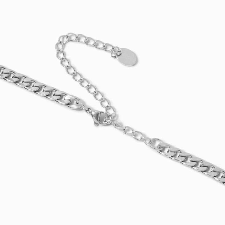 6mm Silver-Tone Stainless Steel Curb Chain Bracelet