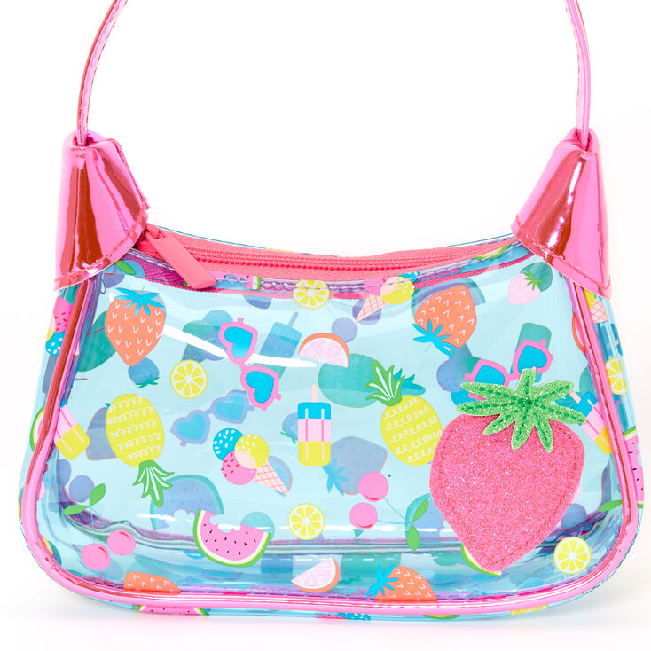 Claire&#39;s Club Tropical Summer Icon Transparent Handbag,