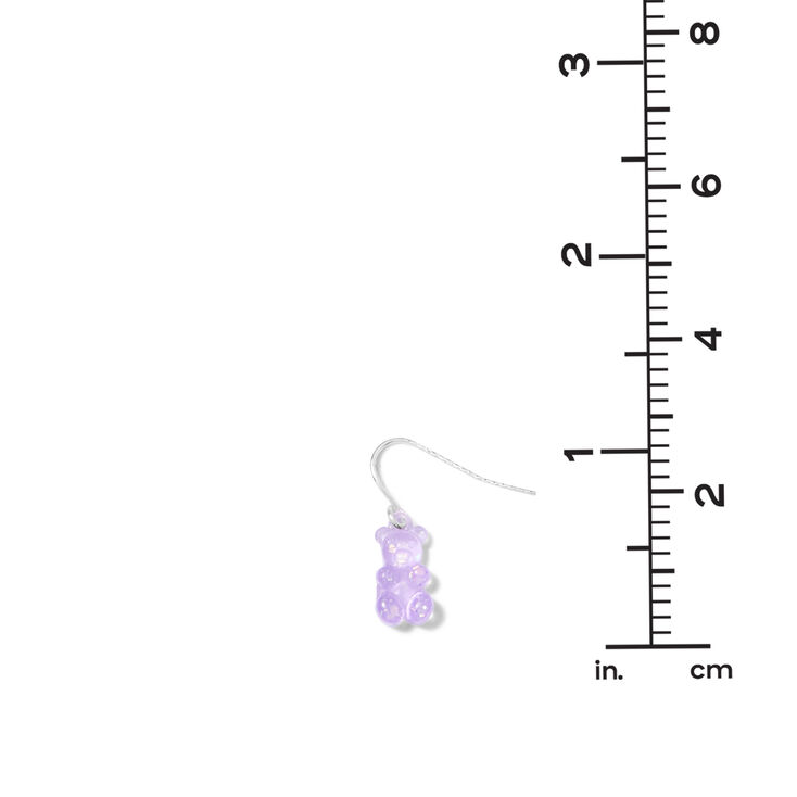 Silver 1&#39;&#39; Glow In The Dark Purple Gummy Bears&reg; Earrings Set - 3 Pack,