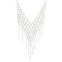 Silver Rhinestone Crochet Fringe Statement Necklace,