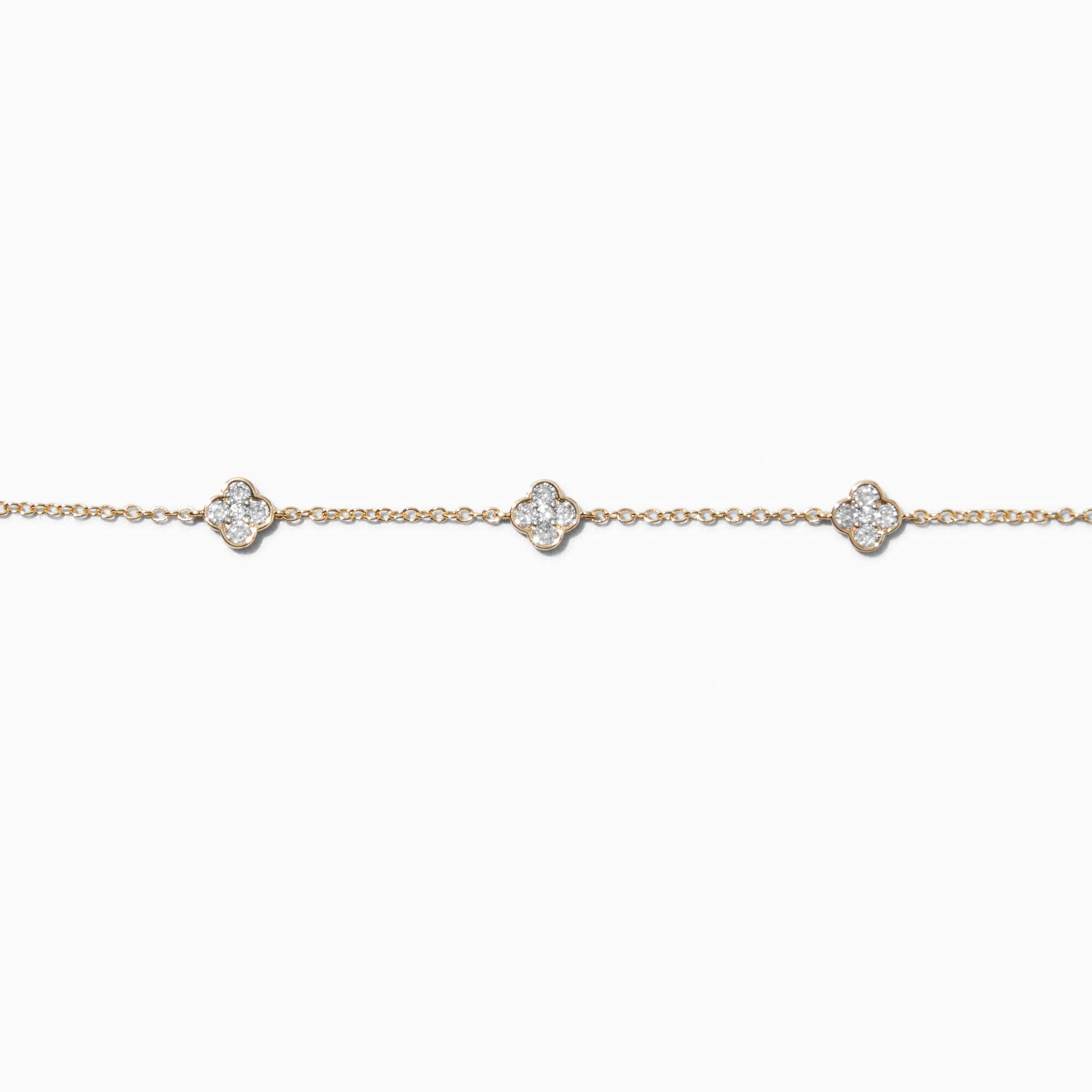 View Claires Tone Cubic Zirconia Clover Choker Necklace Gold information