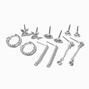 Silver-tone Crystal Mixed Earring Stackables Set - 6 Pack,