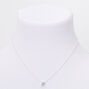 Silver-tone Cubic Zirconia 6MM Single Rhinestone Pendant Necklace,