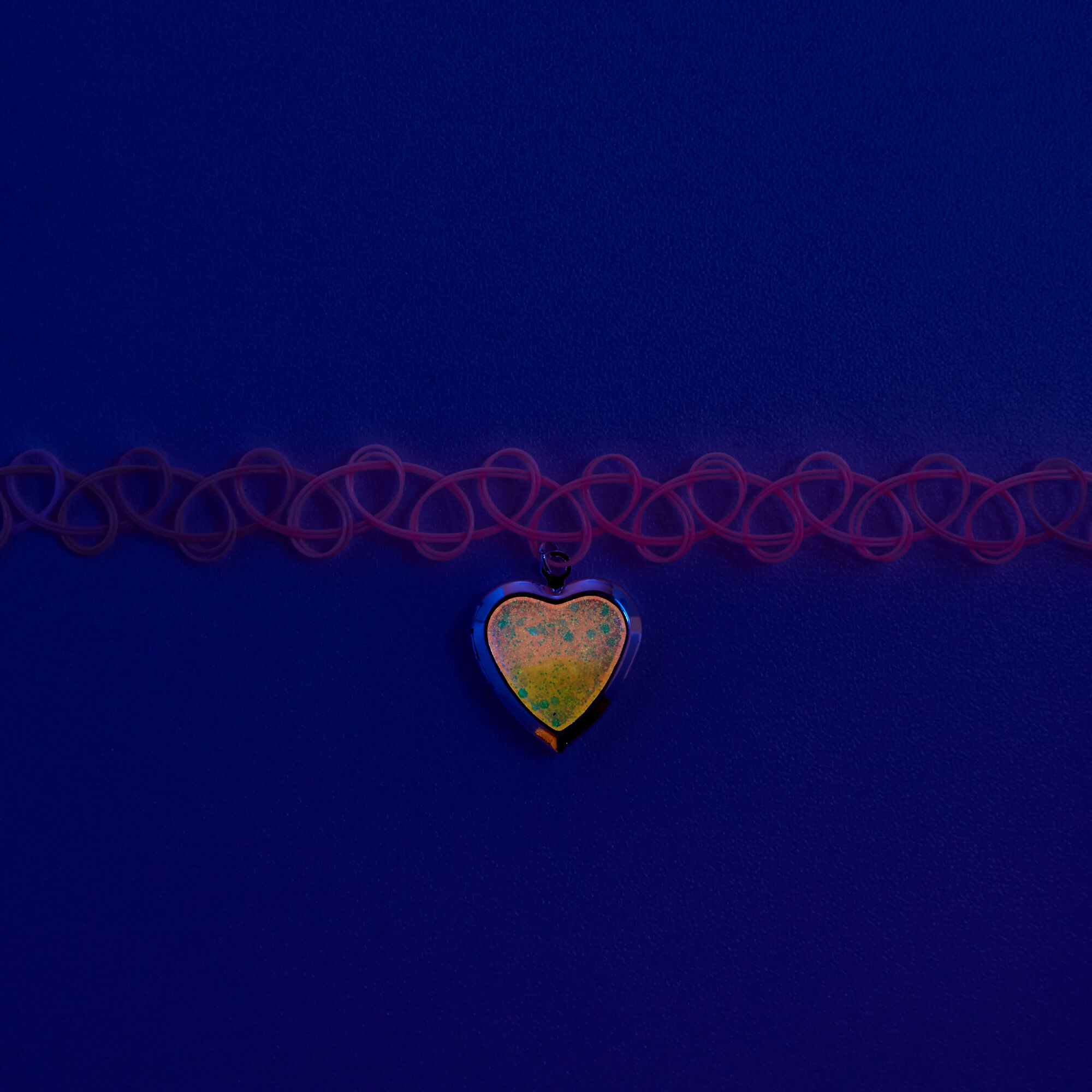 Heart Locket Pendant Glow-in-the-Dark Tattoo Choker Necklace