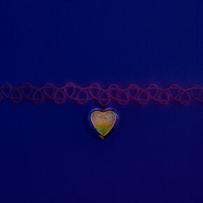Heart Locket Pendant Glow-in-the-Dark Tattoo Choker Necklace,