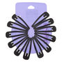 Glitter Matte Snap Hair Clips - Black, 12 Pack,