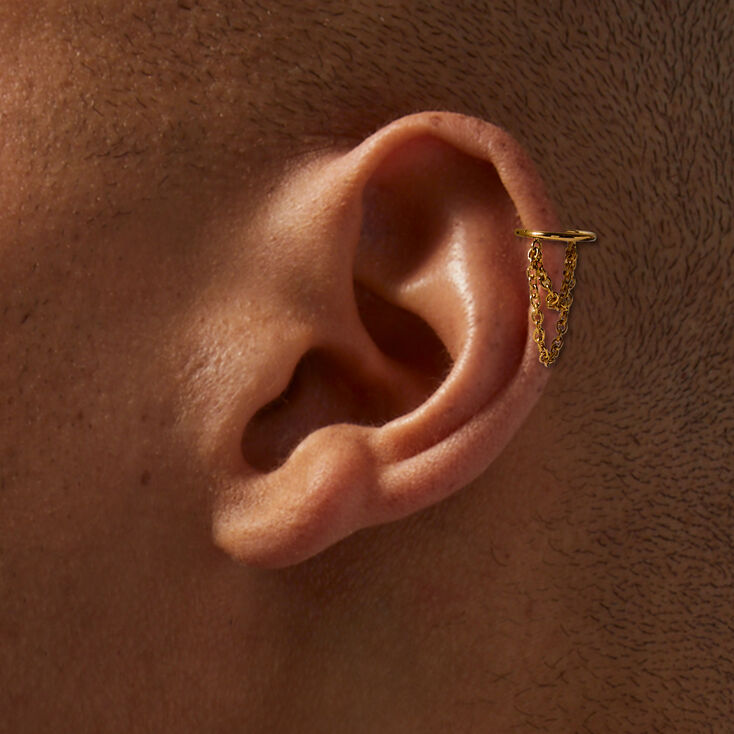 Gold-tone Stainless Steel Chain 18G Cartilage Hoop Earring,