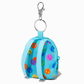Blue Happy Face Mini Backpack Keychain,