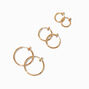 Gold-tone 10MM/15MM/20MM Clip-On Hoop Earrings - 3 Pack,