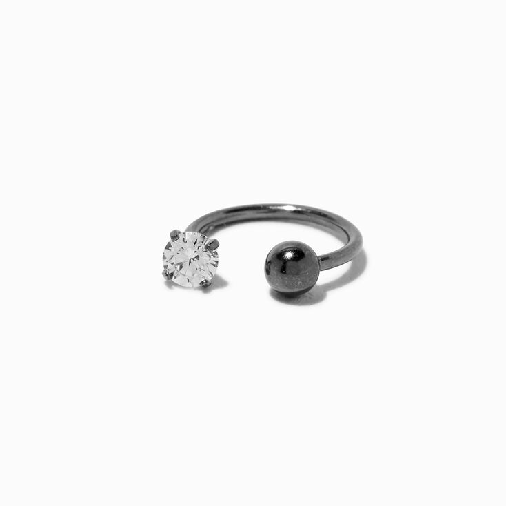 Titanium Cubic Zirconia 20G Horseshoe Cartilage Earring,