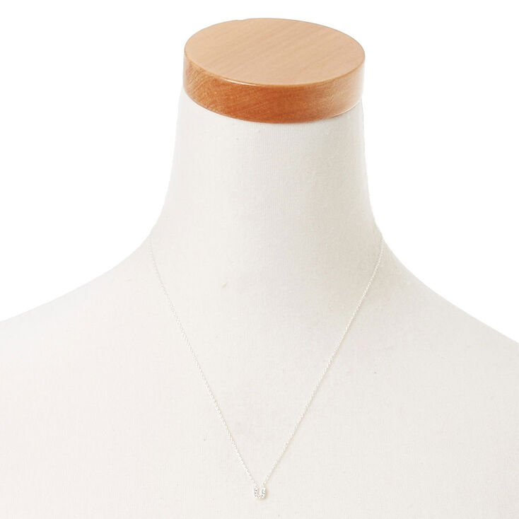 Silver Embellished Initial Pendant Necklace - U,