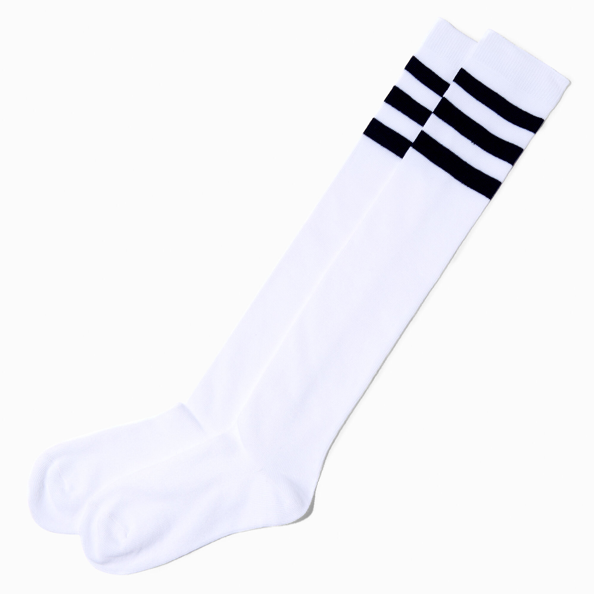 View Claires Stripe Over The Knee Socks Black information