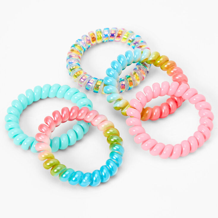 Claire&#39;s Club Pastel Rainbow Holographic Coil Bracelets - 5 Pack,