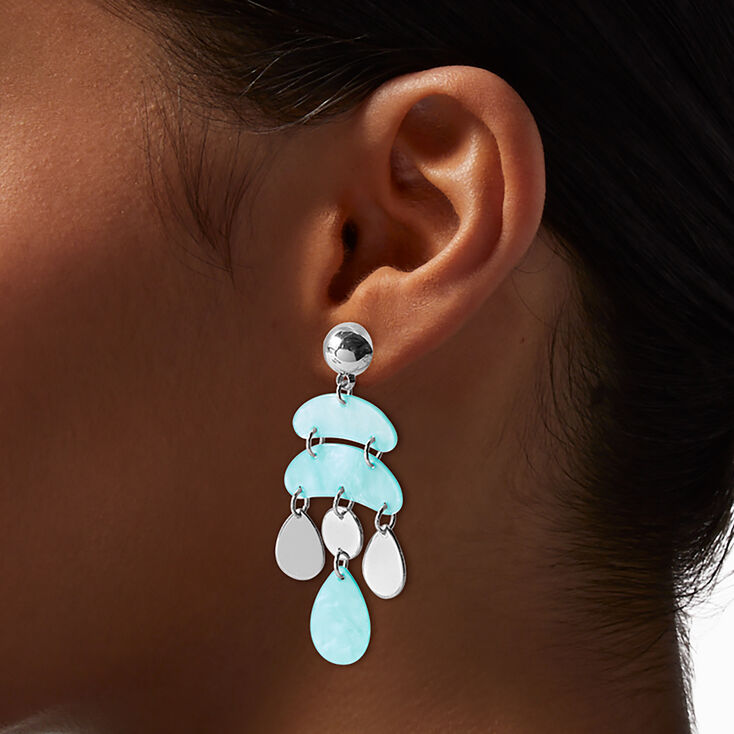Light Blue Abstract Chandelier Drop Earrings,