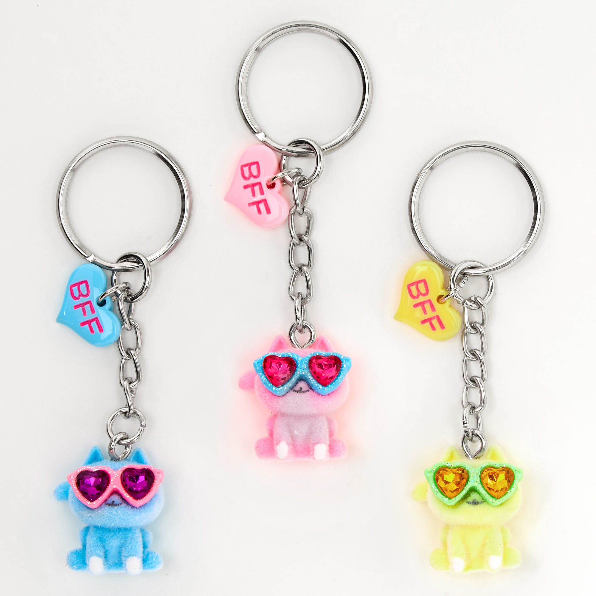 Cats Wearing Sunglasses Best Friends Keychains 3 Pack