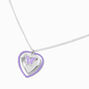 Purple Butterfly Moveable Heart Locket Pendant Necklace,