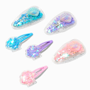 Claire&#39;s Club Seashell Shaker Snap Hair Clips - 6 Pack,