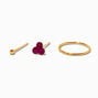 Gold-tone Pink Stone 22G Nose Studs &amp; Hoop - 3 Pack,