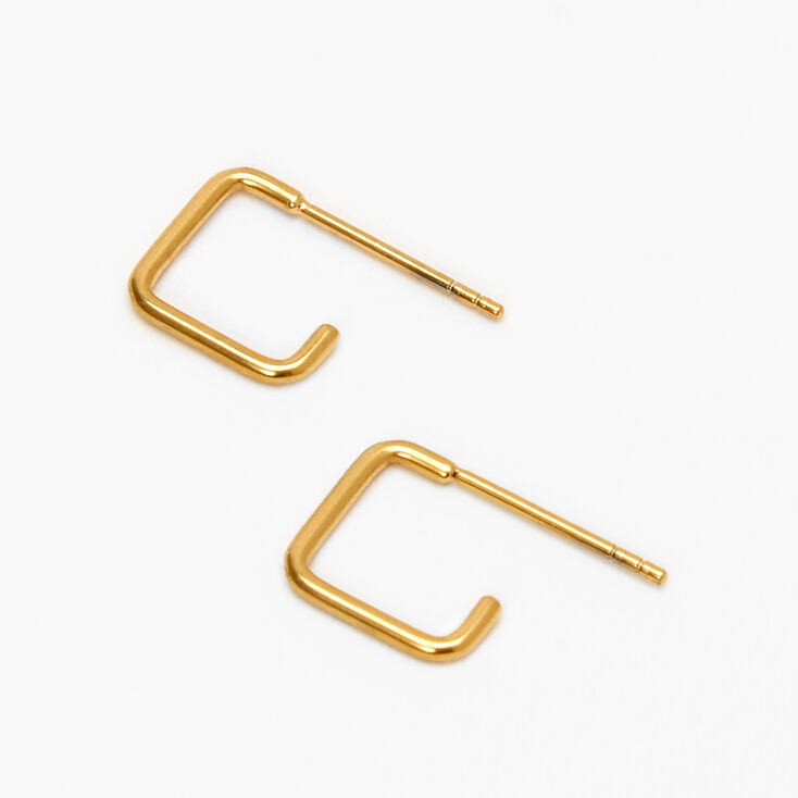 Gold Titanium 10MM Open Square Hoop Earrings,