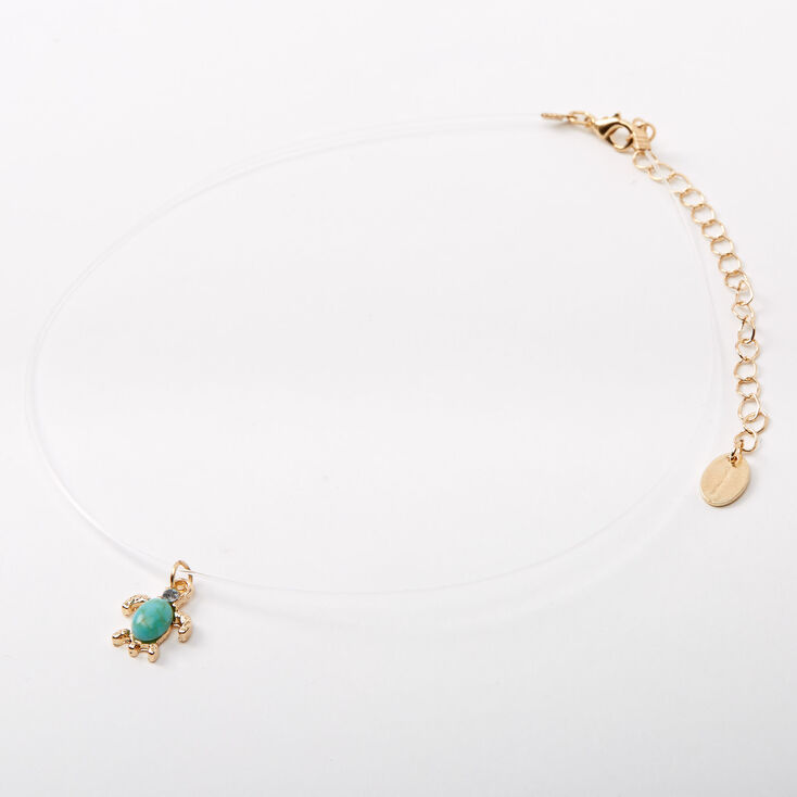 Turtle Stone Illusion Pendant Necklace - Turquoise,