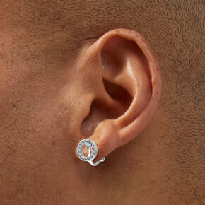 Rhinestone Open Circle Clip On Stud Earrings,