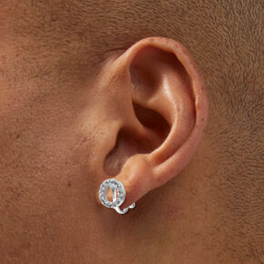 Rhinestone Open Circle Clip On Stud Earrings,